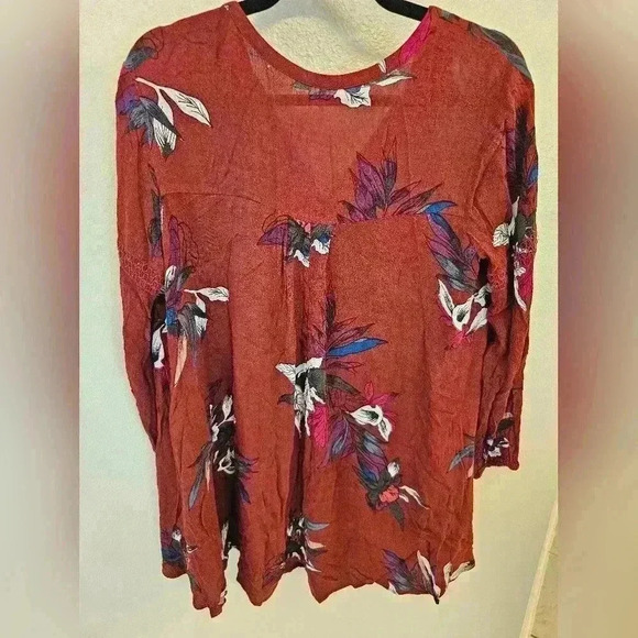 Free People Womens Size S Electric Orchid Print Swing Tunic Dress Boho Flowers - Picture 2 of 14